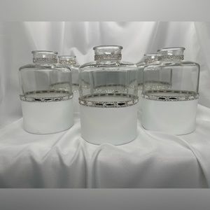 Six piece clear white dipped Ankyo vases with rhinestones (Set #2)